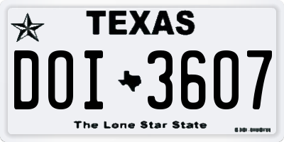 TX license plate DOI3607