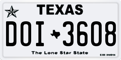 TX license plate DOI3608