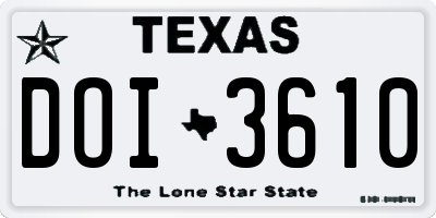 TX license plate DOI3610