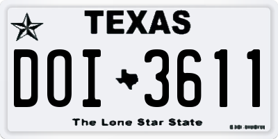 TX license plate DOI3611
