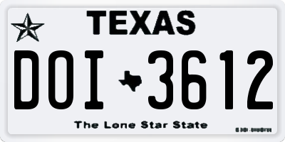 TX license plate DOI3612