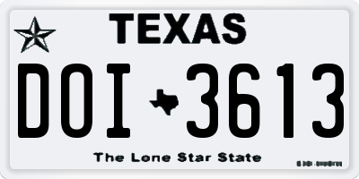 TX license plate DOI3613