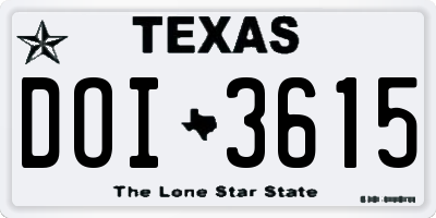TX license plate DOI3615