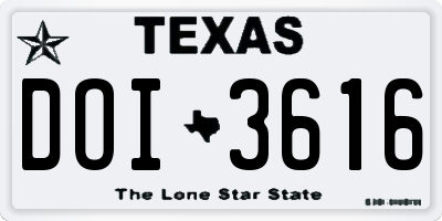 TX license plate DOI3616