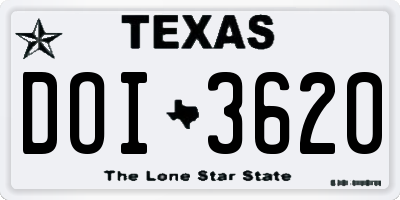 TX license plate DOI3620