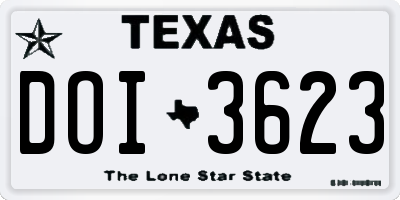 TX license plate DOI3623
