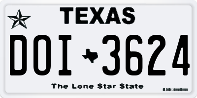TX license plate DOI3624