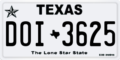 TX license plate DOI3625