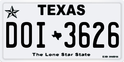 TX license plate DOI3626