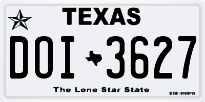 TX license plate DOI3627