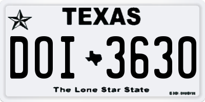 TX license plate DOI3630