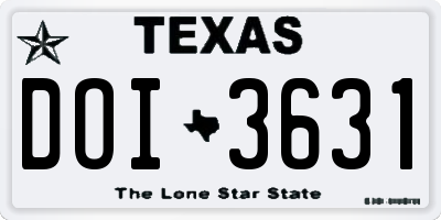 TX license plate DOI3631