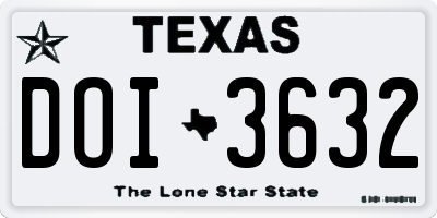 TX license plate DOI3632