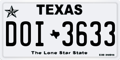 TX license plate DOI3633