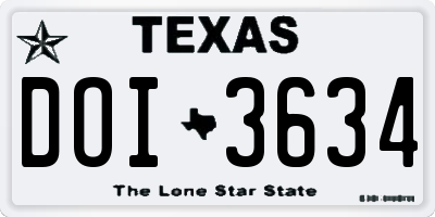 TX license plate DOI3634