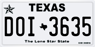 TX license plate DOI3635