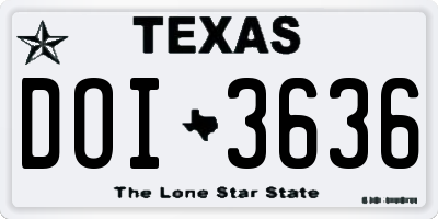 TX license plate DOI3636