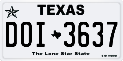 TX license plate DOI3637