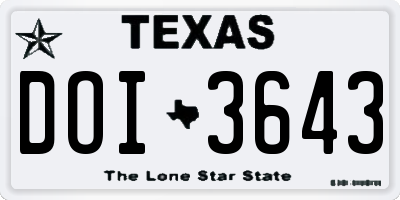TX license plate DOI3643