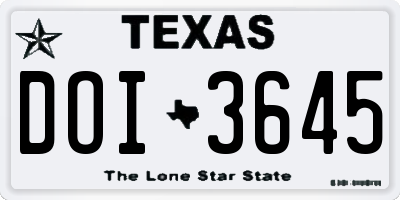 TX license plate DOI3645