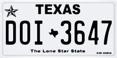 TX license plate DOI3647