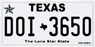 TX license plate DOI3650