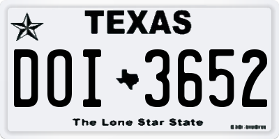 TX license plate DOI3652