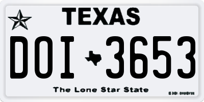 TX license plate DOI3653