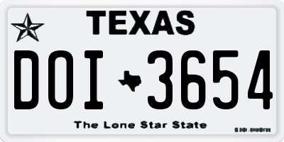 TX license plate DOI3654