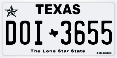 TX license plate DOI3655