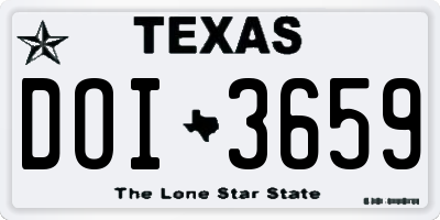 TX license plate DOI3659