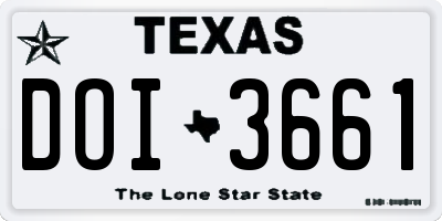 TX license plate DOI3661