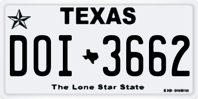 TX license plate DOI3662
