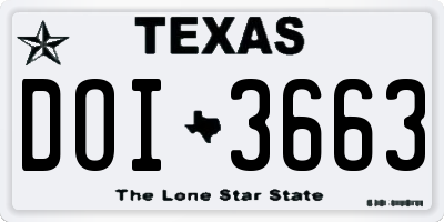 TX license plate DOI3663