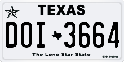 TX license plate DOI3664