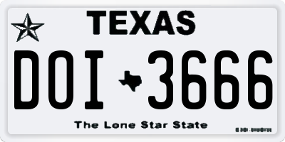 TX license plate DOI3666