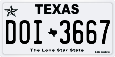 TX license plate DOI3667