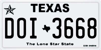 TX license plate DOI3668