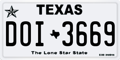 TX license plate DOI3669