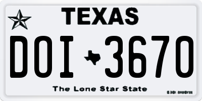 TX license plate DOI3670
