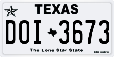 TX license plate DOI3673