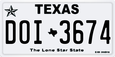 TX license plate DOI3674