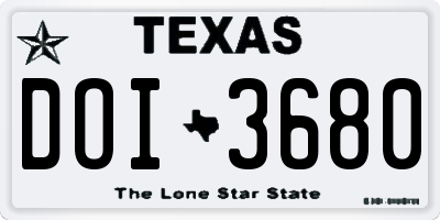 TX license plate DOI3680