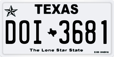 TX license plate DOI3681