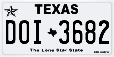 TX license plate DOI3682