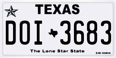 TX license plate DOI3683