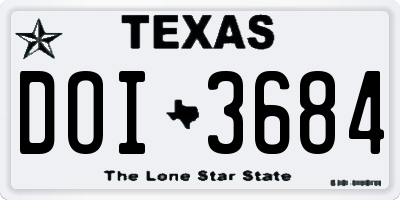 TX license plate DOI3684