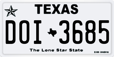 TX license plate DOI3685