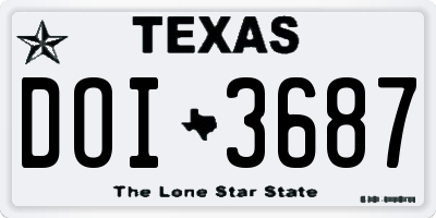 TX license plate DOI3687