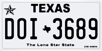 TX license plate DOI3689